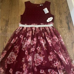 AUW Red and Pink Fit and Flare Sleeveless Dress for Weddings